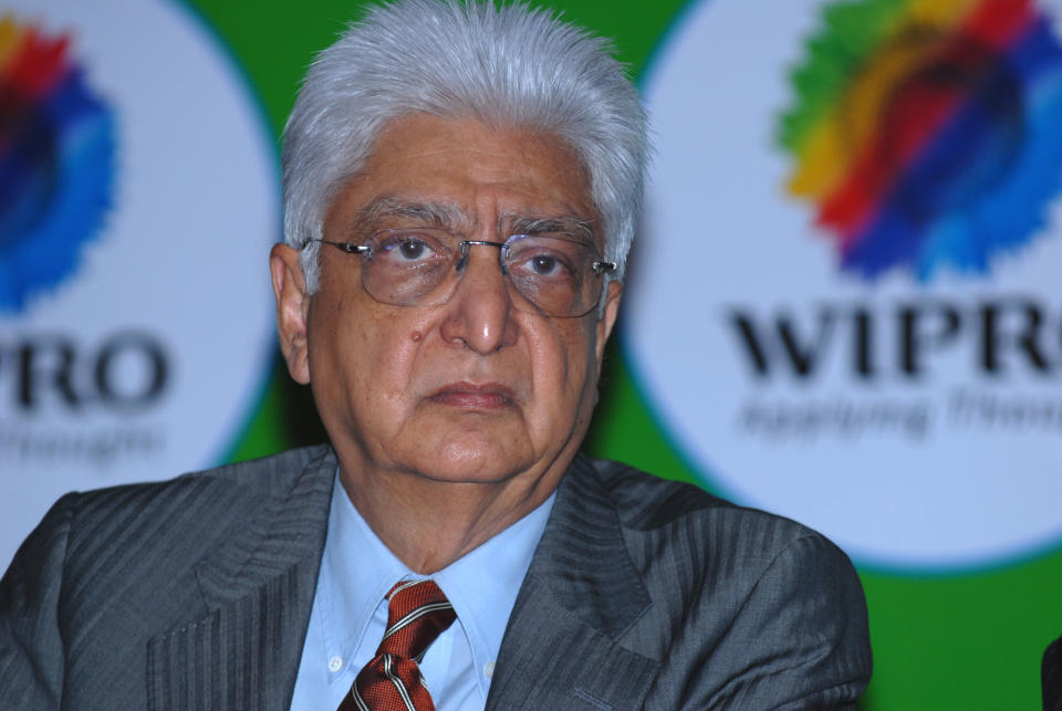 BANGALORE, INDIA JULY 22, 2009: Wipro Chairman Azim Premji during the press conference on companys Q2 2009 results at Wipro headquarters in Sarjapur Road, Bangalore. (Photo by Hemant Mishra/Mint via Getty Images)
