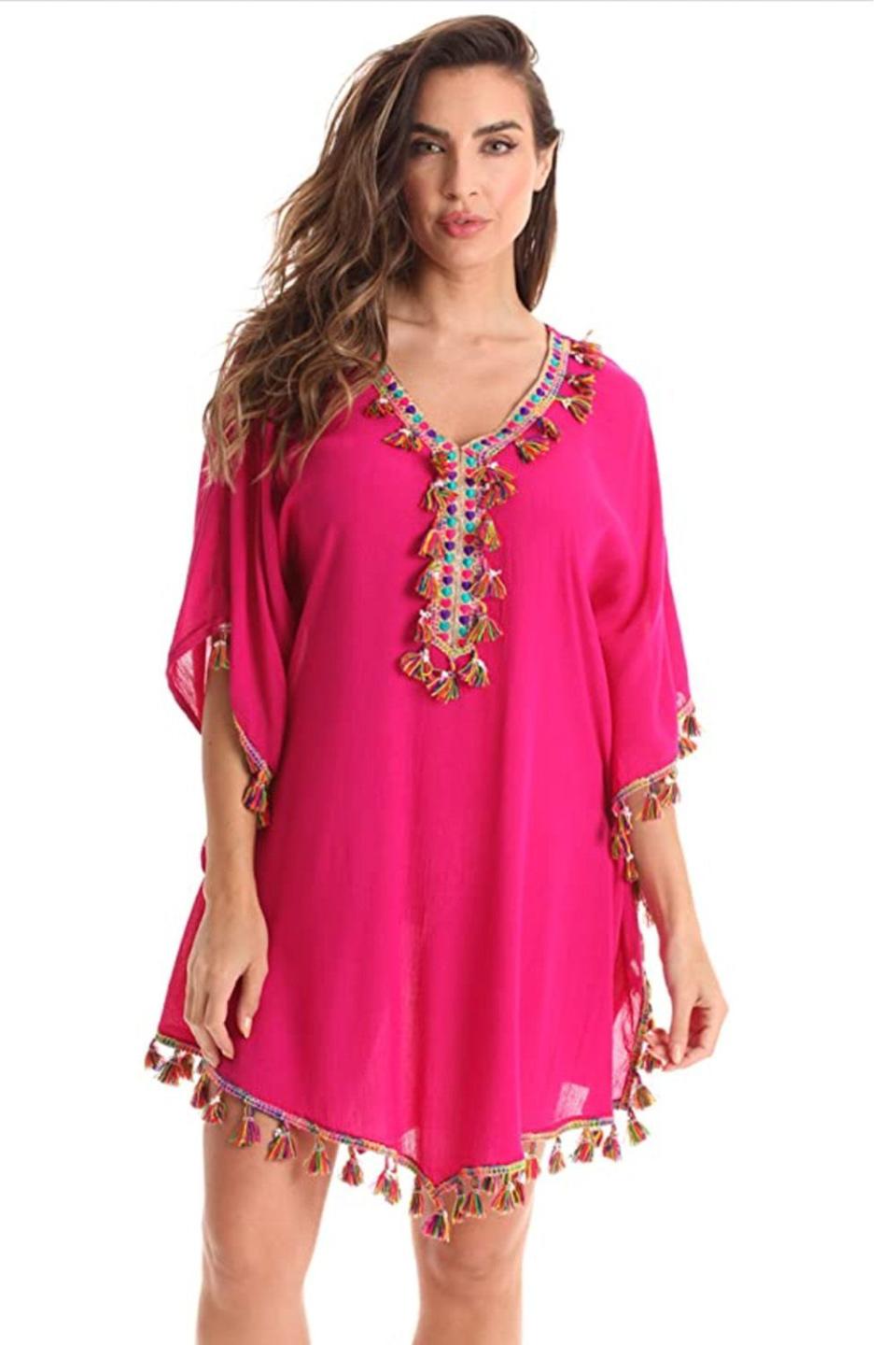 Beach Caftan for Women with Tassels and Embroidery