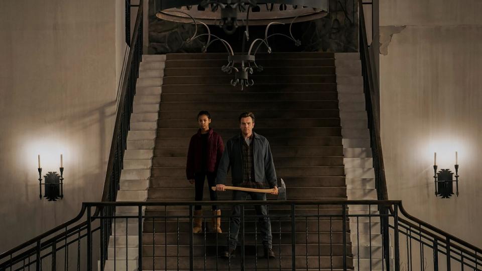 Abra and Dan on the Overlook's massive steps in Doctor Sleep