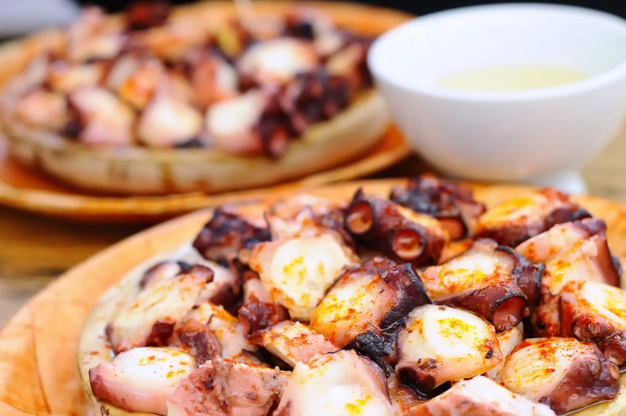 Octopus prepared Galician style, Pulpo a feira.