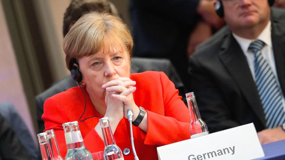 Bundeskanzlerin Merkel beim Petersberger Klimadialog teil. Foto: Markus Schreiber/POOL AP