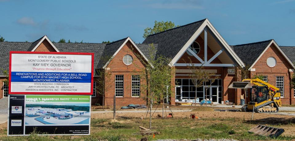 Construction continues July 12 on the new Booker T. Washington Magnet High School in Montgomery.