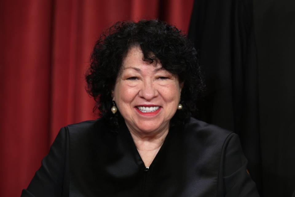 United States Supreme Court Associate Justice Sonia Sotomayor poses for an official portrait at the East Conference Room of the Supreme Court building on October 7, 2022 in Washington, DC. T (Getty Images)