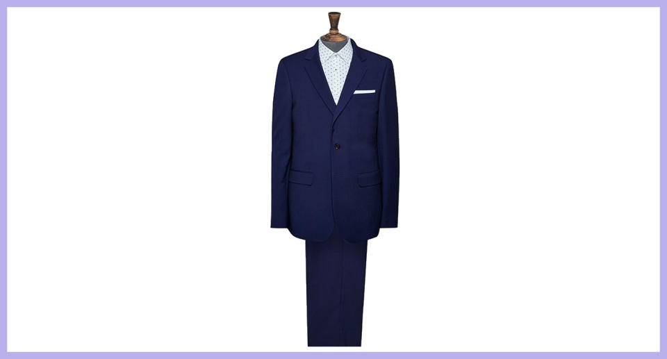 Burton Menswear London Men’s Blue Texture Skinny Fit Suit Jacket