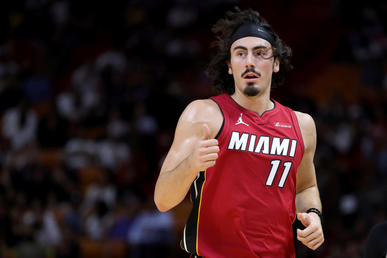 Jaime Jaquez, del Miami Heat, se convirtió en el primer mexicano en ser nombrado Novato del Mes en la NBA. (Photo by Megan Briggs/Getty Images)