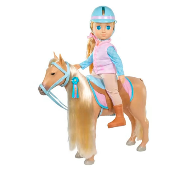 Kmart horse toy with a rider on top