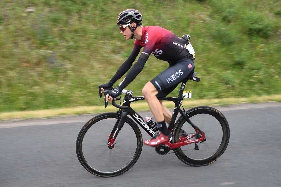 Team Ineos rider Great Britain's Christopher Froome rides during the third stage of the 71st edition of the Criterium du Dauphine cycling race, 177 km between Le Puy-en-Velay and Riom on June 11, 2019. (Photo by Anne-Christine POUJOULAT / AFP)        (Photo credit should read ANNE-CHRISTINE POUJOULAT/AFP/Getty Images)