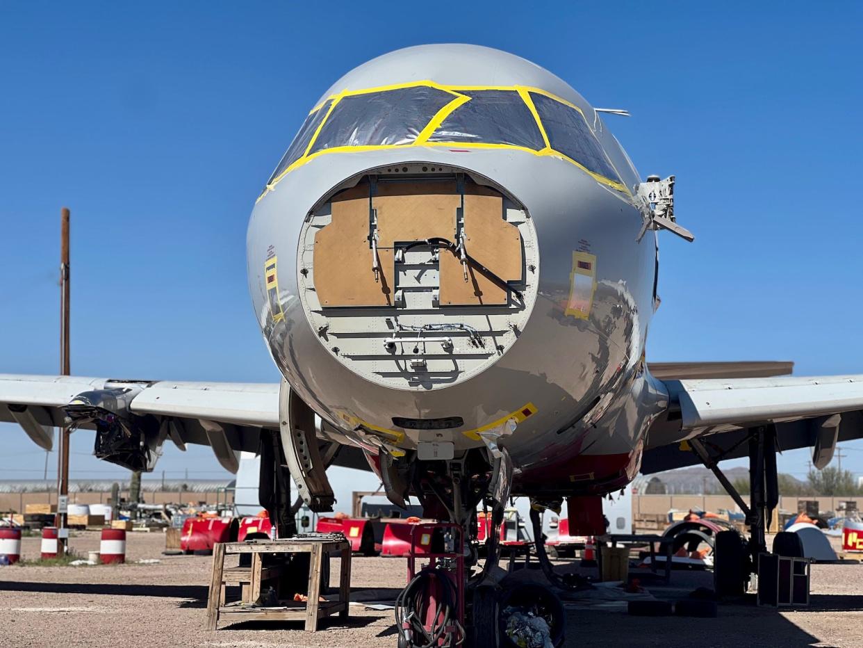 An aircraft in reclamation at Pinal Airpark in Arizona.
