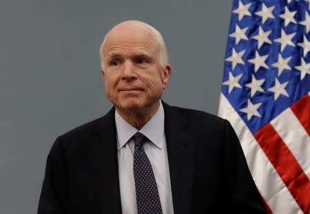 U.S. Senator John McCain attends a news conference at the Benjamin Franklin Library in Mexico City, Mexico December 20, 2016. REUTERS/Henry Romero