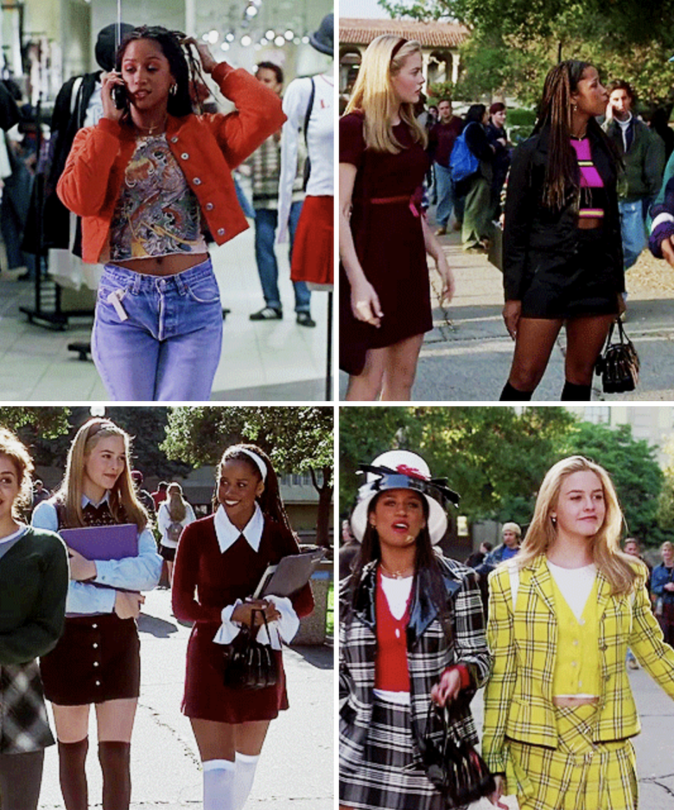 Cher and Dionne from "Clueless" wearing vibrant, expensive-looking outfits