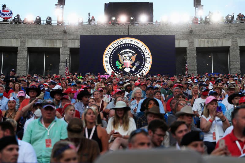 U.S. President Trump and first lady Melania Trump attend South Dakota's U.S. Independence Day Mount Rushmore fireworks celebrations at Mt. Rushmore in South Dakota