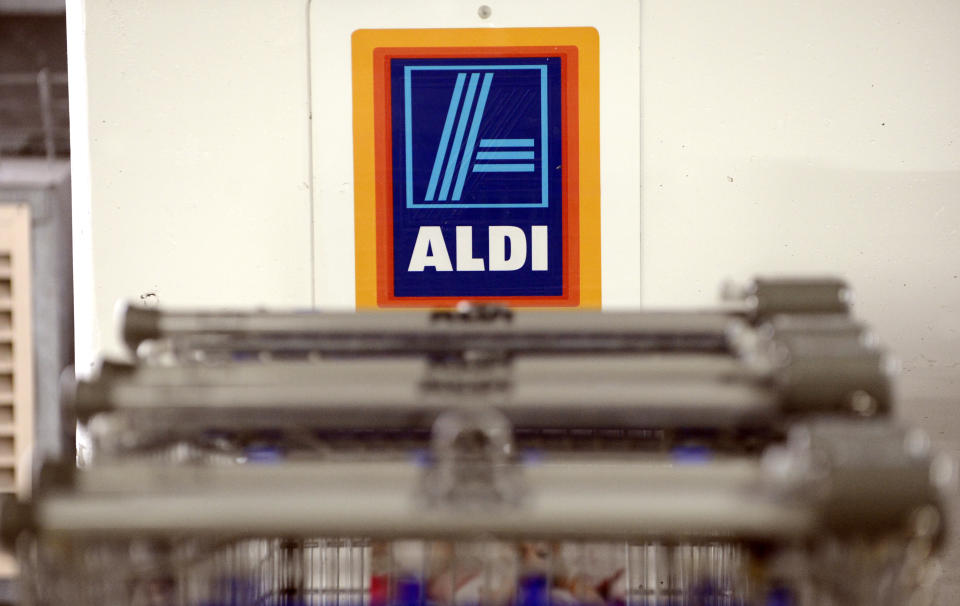 Aldi supermarket shopping trollies at a car park in a Westfield shopping centre in Brisbane.