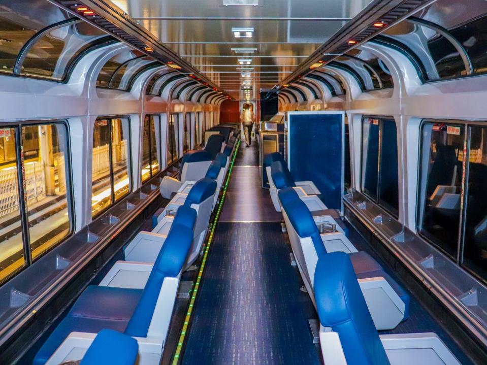 Inside the observation car of an Amtrak Superliner - Amtrak Upgraded Long Distance Trains 2021