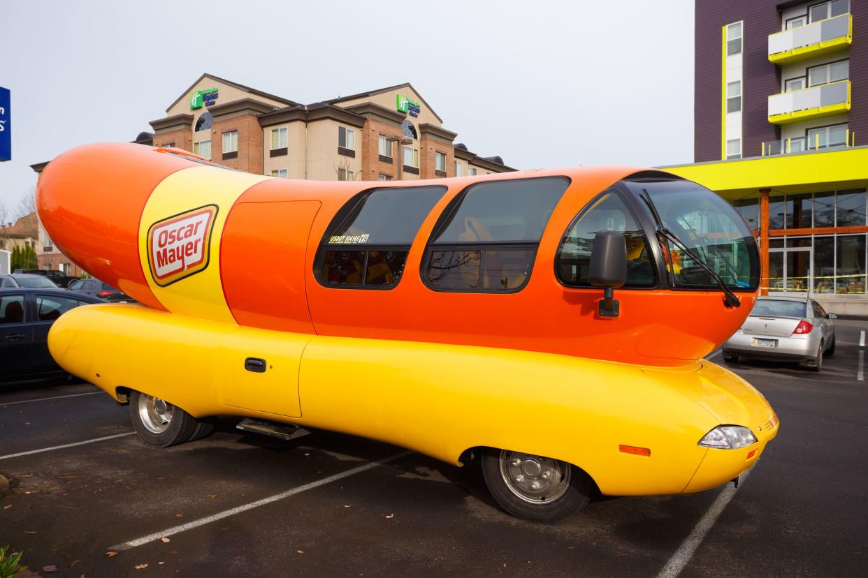 Eugene, OR, USA - November 12, 2015: Oscar Mayer Wienermobile makes an appearance at the University of Oregon in Eugene.