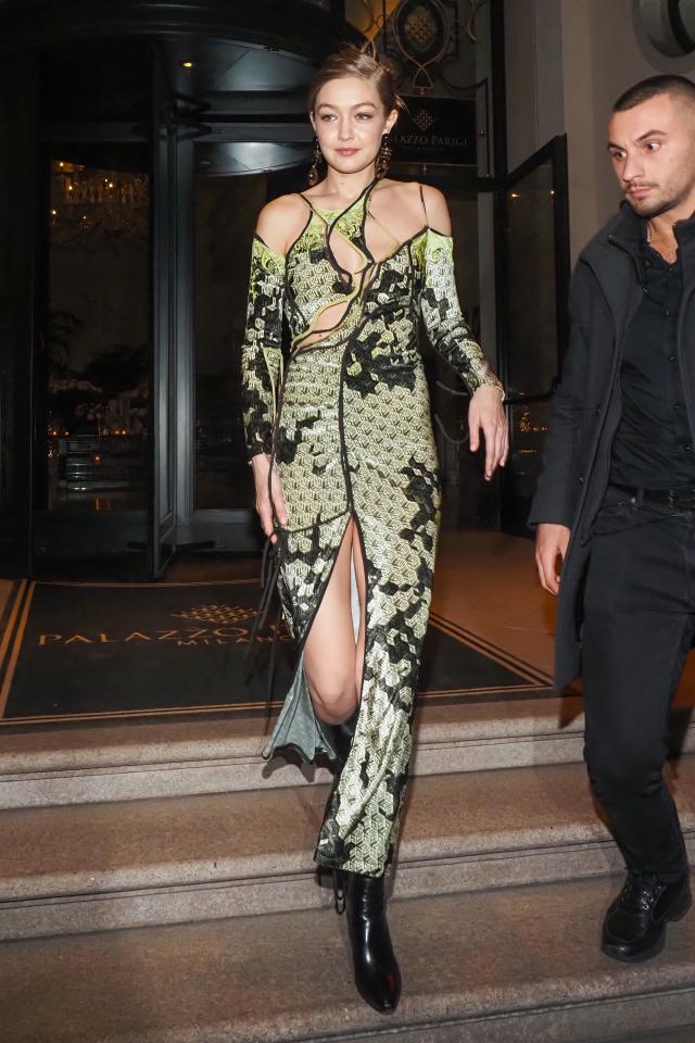 Gigi Hadid went braless in a totally see-through asymmetric top