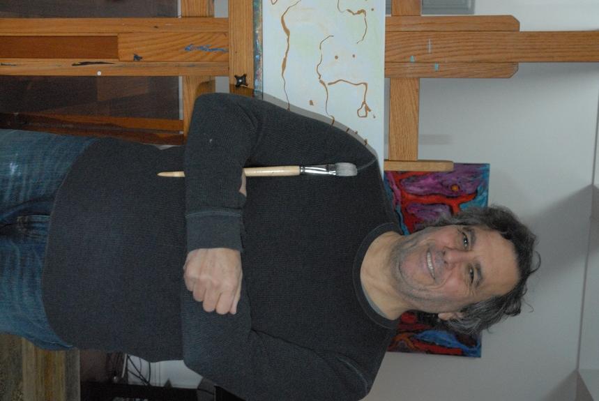 Edward Belbruno, pictured in his studio, draws on science and mathematics to create his art -- and vice versa.