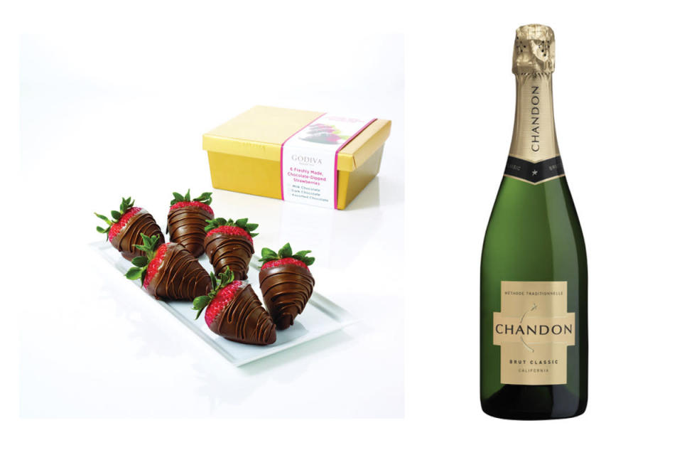 Sparkling Wine and Chocolate-Covered Strawberries