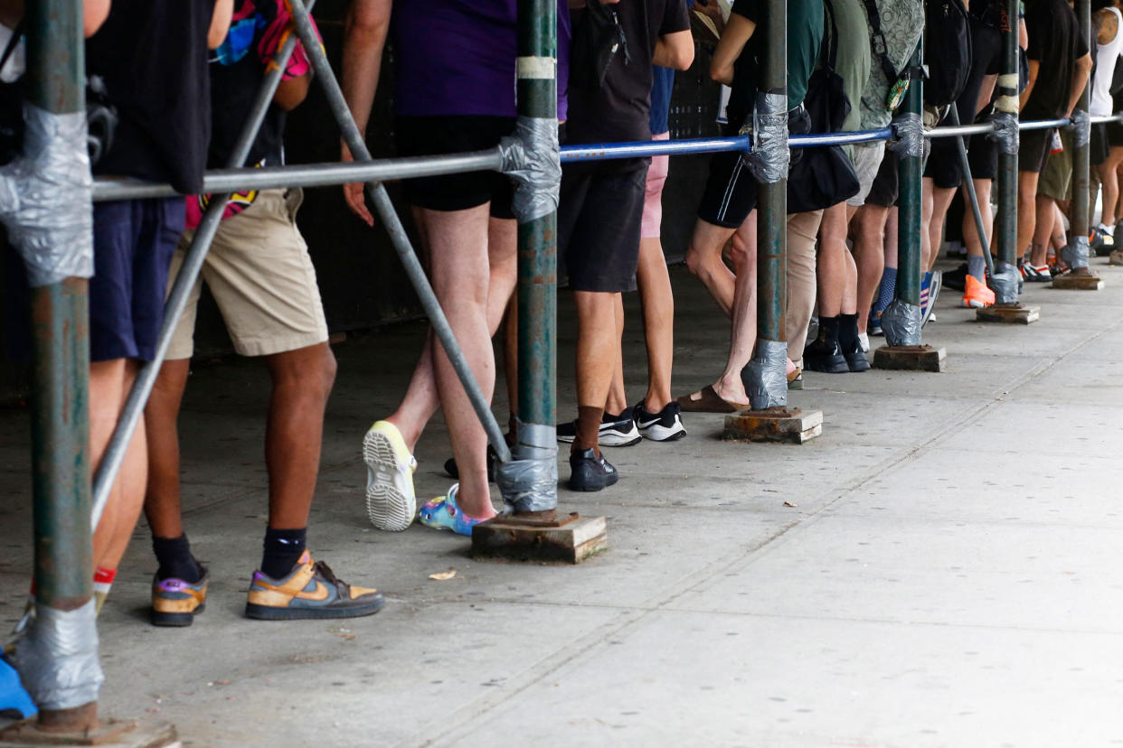 People wait in line to receive the monkeypox vaccine (Kena Betancur / AFP via Getty Images)