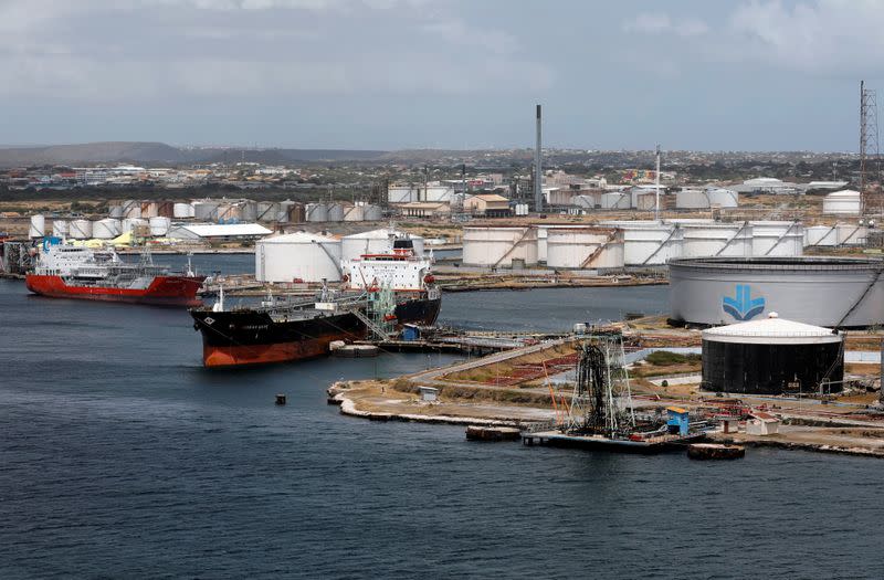 FILE PHOTO: Crude oil tankers are docked at Isla Oil Refinery PDVSA terminal in Willemstad on the island of Curacao