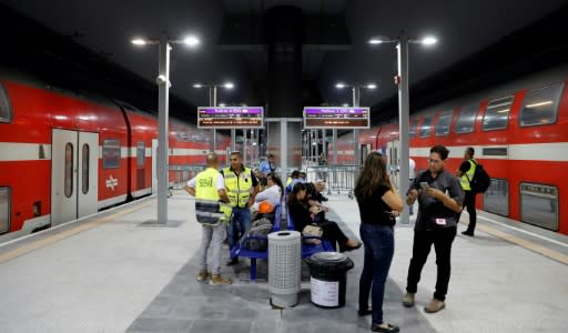 The red double-decker trains can carry up to 1,200 passengers but for now they are restricted to just 400 in a three-month trial service between Jerusalem and Ben Gurion for which no fares will be paid but passengers must obtain an advance voucher