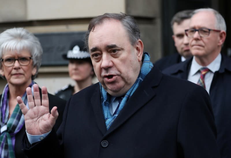 Former First Minister of Scotland Alex Salmond leaves the High Court in Edinburgh