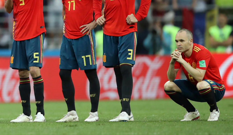 Andres Iniesta and Spain lost a penalty shootout to Russia in the 2018 World Cup round of 16. (Reuters)