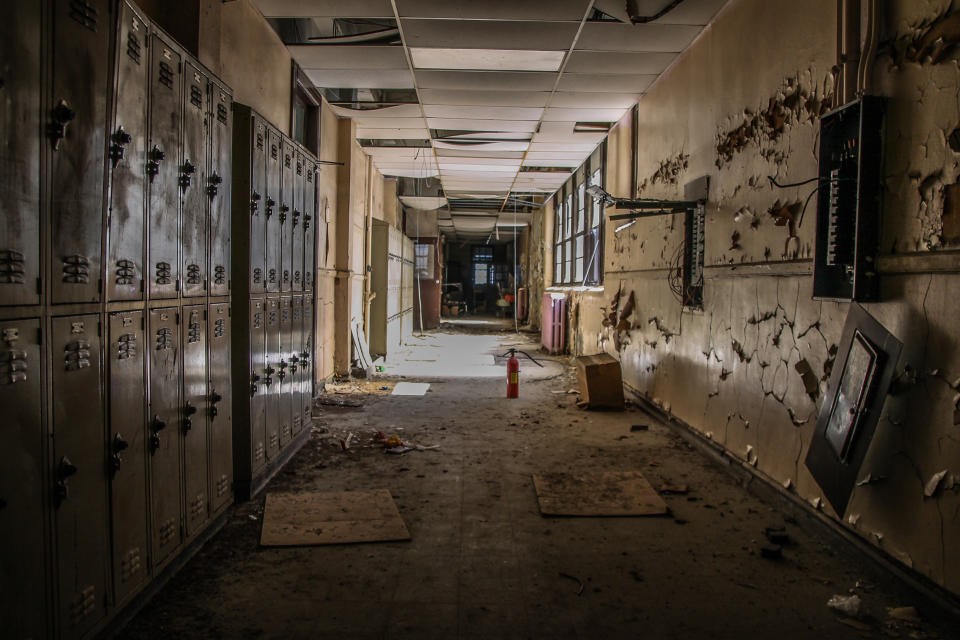 Eerie photographs capture abandoned school filled with dangerous chemicals