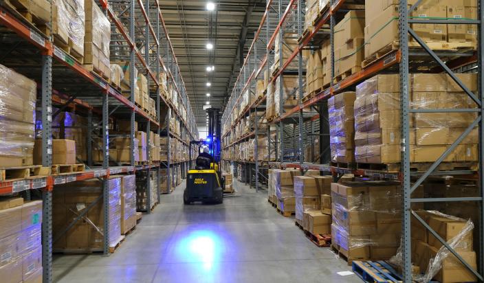 A view inside Jasco Products' automated warehouse-distribution center at 10 E Memorial Road.