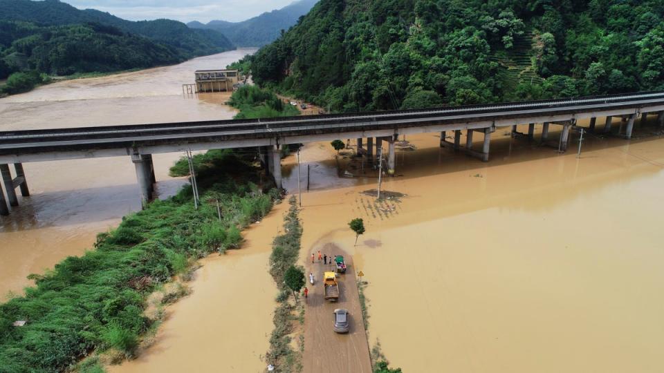 A flooded area in Dongping Township of Zhenghe County in southeastern China's Fujian (AP)