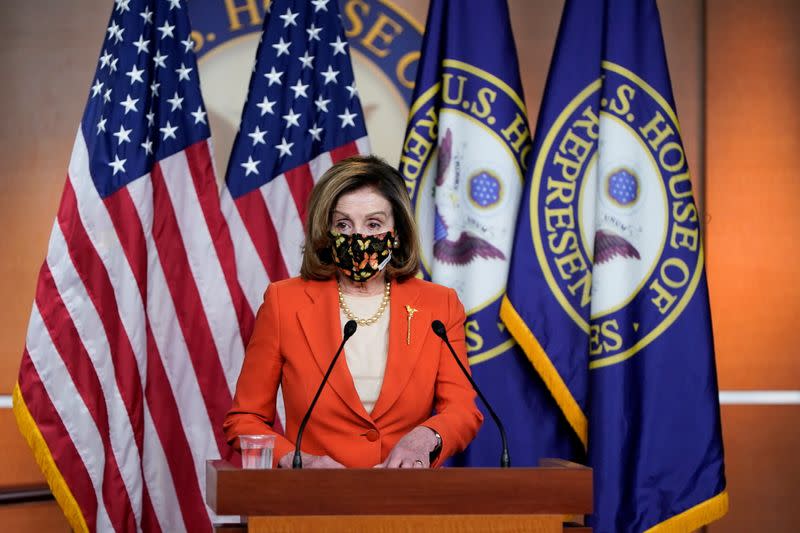 U.S. House Speaker Nancy Pelosi holds weekly news conference with Capitol hill reporters in Washington