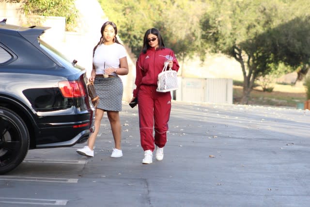 The reality star made a coffee run with her bestie on Monday.