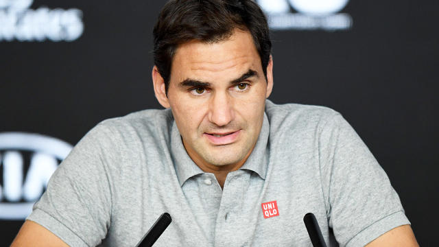 Roger Federer, pictured here speaking to the media at the Australian Open in 2020.