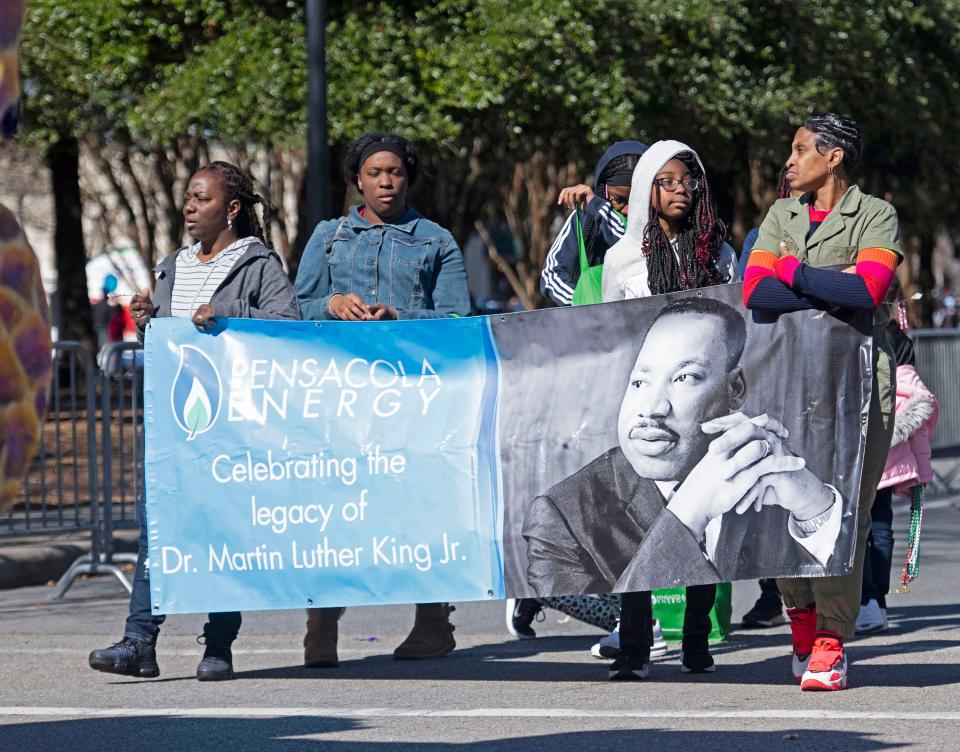 The 33rd annual Martin Luther King Jr. parade winds through the streets of downtown Pensacola on Jan. 20, 2020.