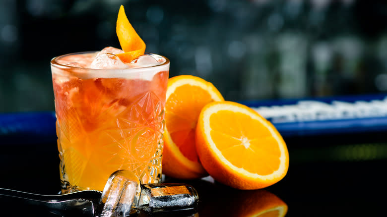 Godfather cocktail with orange