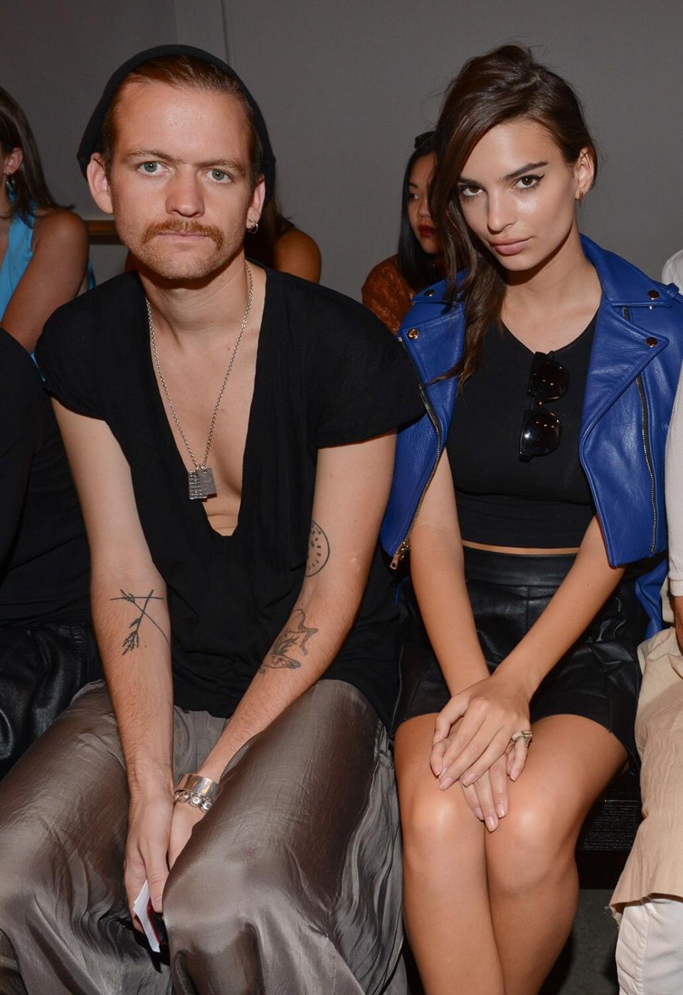 NEW YORK, NY - SEPTEMBER 08: Andrew Dryden and model Emily Ratajkowski attend the Jeremy Laing show during Mercedes-Benz Fashion Week Spring 2014 on September 8, 2013 in New York City. (Photo by Vivien Killilea/Getty Images)