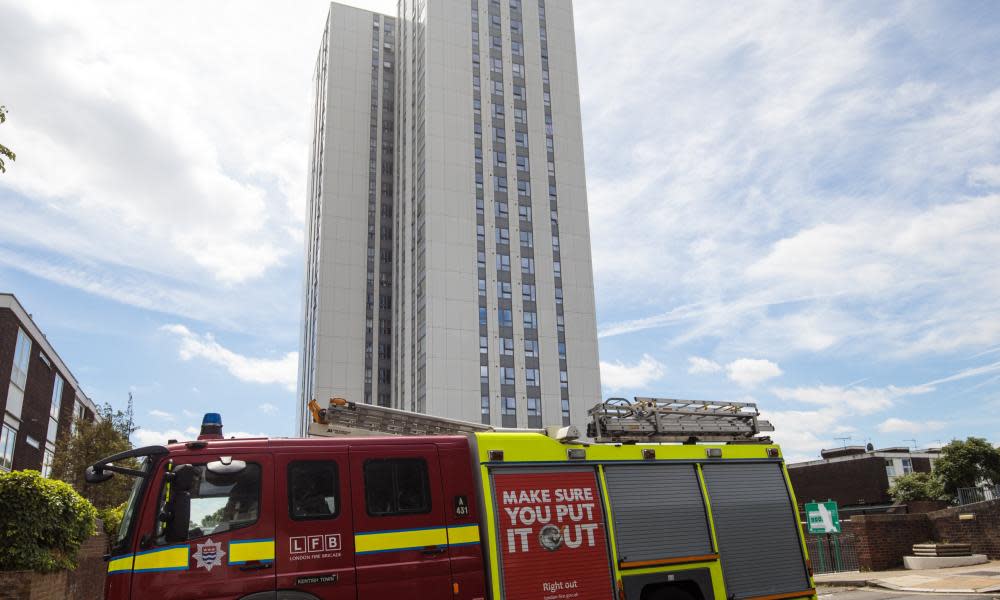 A fire engine outside a tower block in London