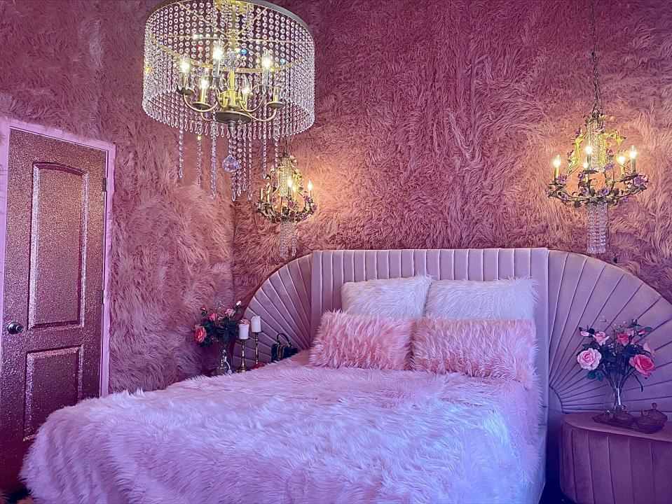 Pink shag bedroom renovation