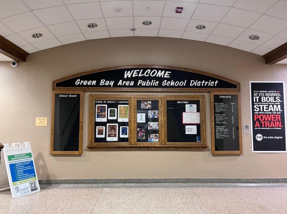 The entrance of the Green Bay School District's District Office Building in Green Bay.