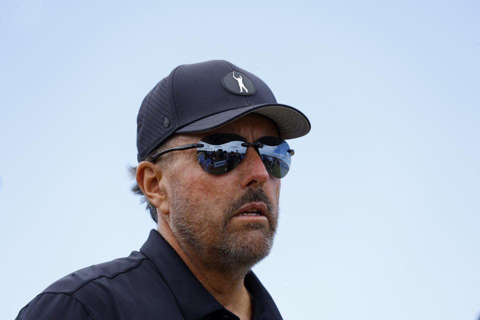 Golf - The 150th Open Championship - Old Course, St Andrews, Scotland, Britain - July 12, 2022  Phil Mickelson of the U.S. during a practice round REUTERS/Andrew Boyers