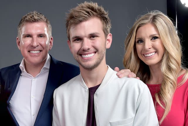 Mike Windle/NBCUniversal via Getty Todd Chrisley, Chase Chrisley and Lindsie Chrisley at NBCUniversal Summer Press Day in 2016