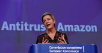 European Commission Vice-President Vestager gives a news conference on a competition case