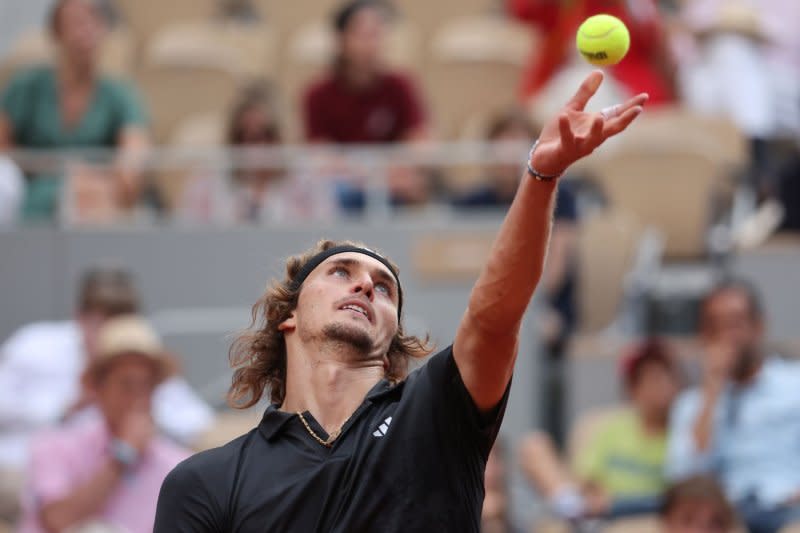 Alexander Zverev (pictured) of Germany will face Carlos Alcaraz of Spain in the 2023 U.S. Open men's singles quarterfinals. File Photo by Maya Vidon-White/UPI