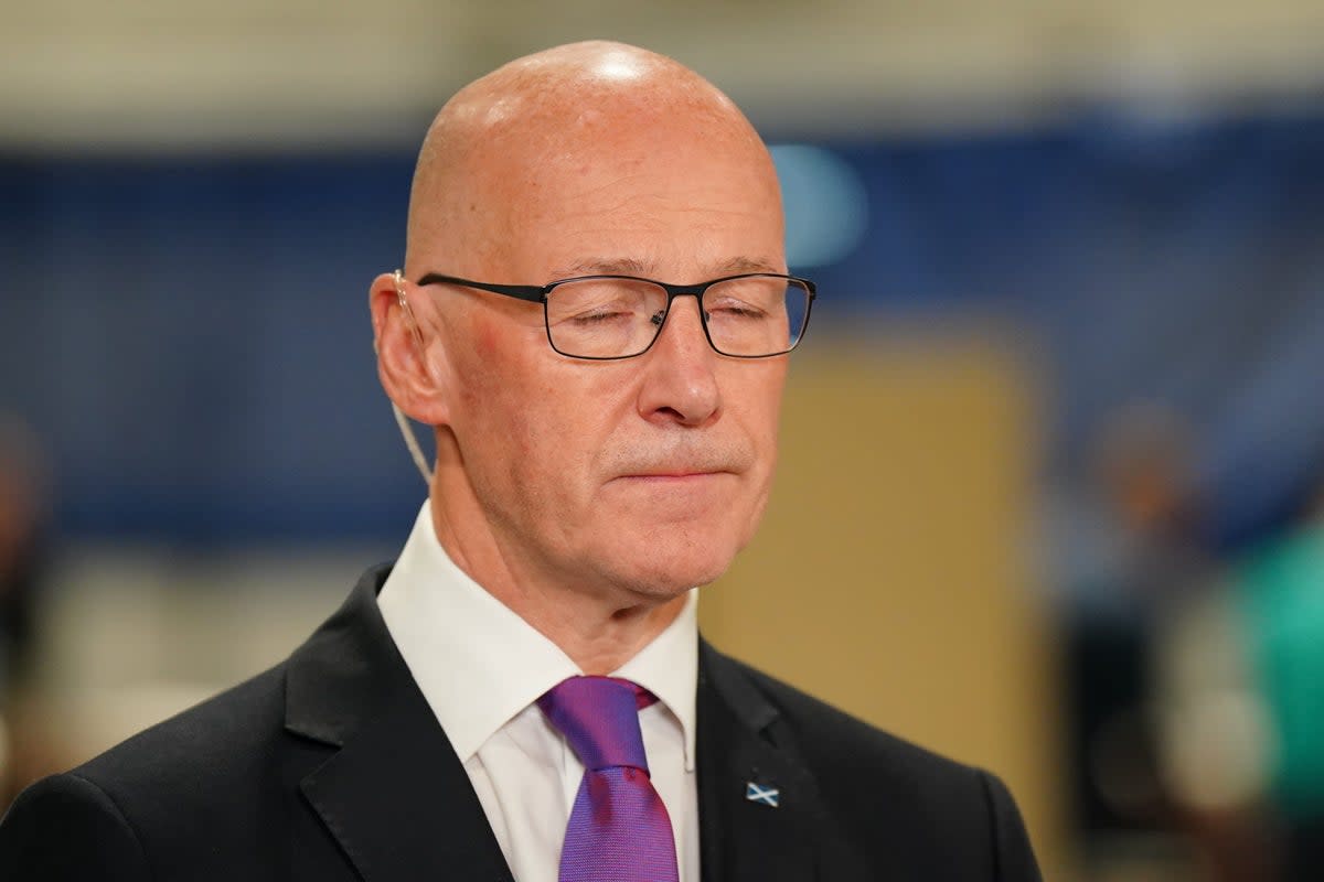 SNP leader John Swinney pictured on election night  (PA Wire)