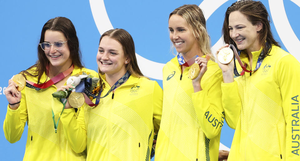 Kaylee McKeown, Chelsea Hodges, Emma McKeon and Cate Campbell in 2021.