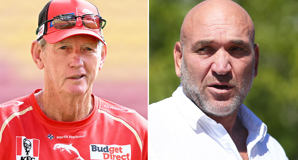 Gorden Tallis has questioned whether Dolphins coach Wayne Bennett should be speaking to Souths players before his move there next season. Pic: Getty 