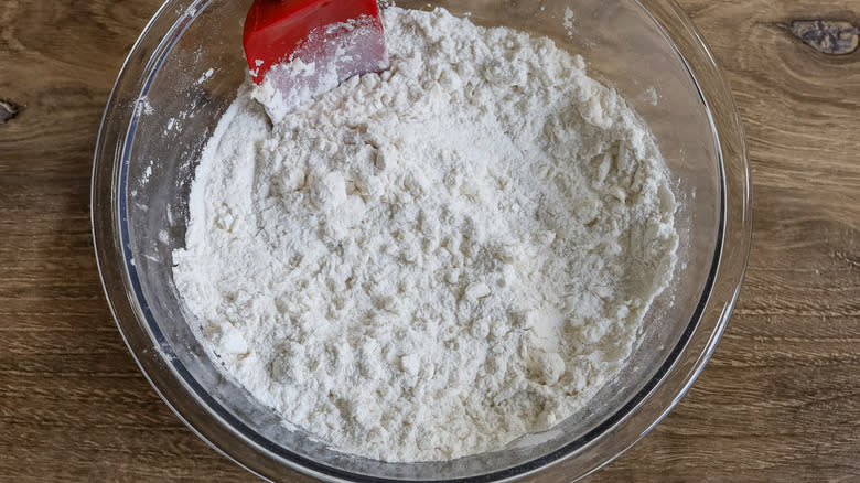 crumbly flour mixture in bowl