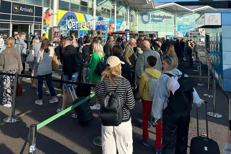 The latest image from Birmingham Airport showing the long queues