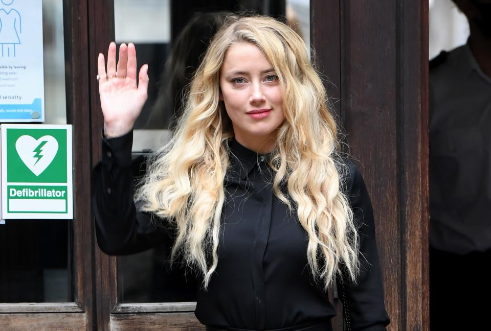 Amber Heard arrives at the Royal Courts of Justice, the Strand on July 28, 2020 in London, England.