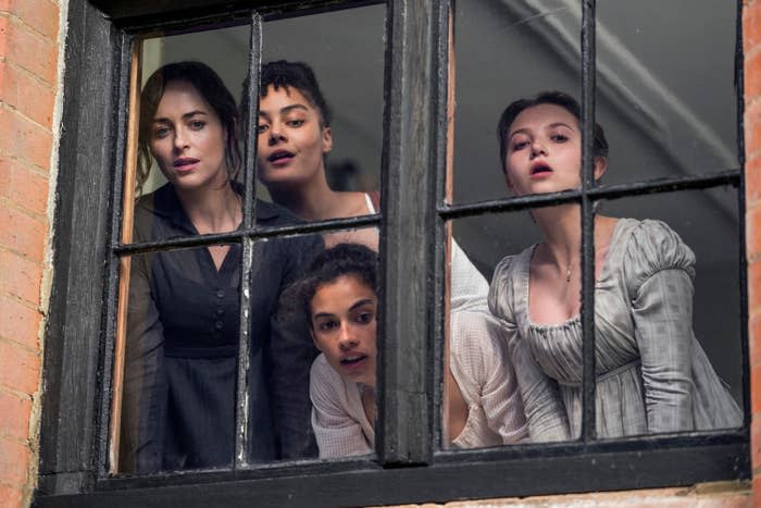 Dakota Johnson, Izuka Hoyle, Nia Towle and Mia McKenna-Bruce in Persuasion