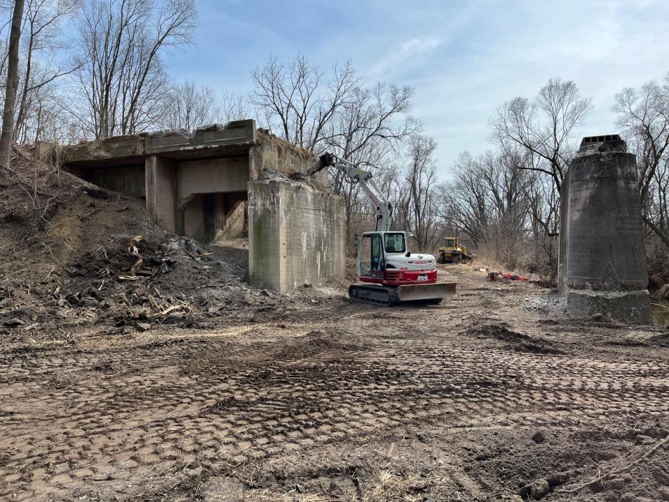Construction is underway on the final link connecting the Raccoon River Valley and High Trestle trails near Bouton, including restoration of this bridge over Little Beaver Creek.